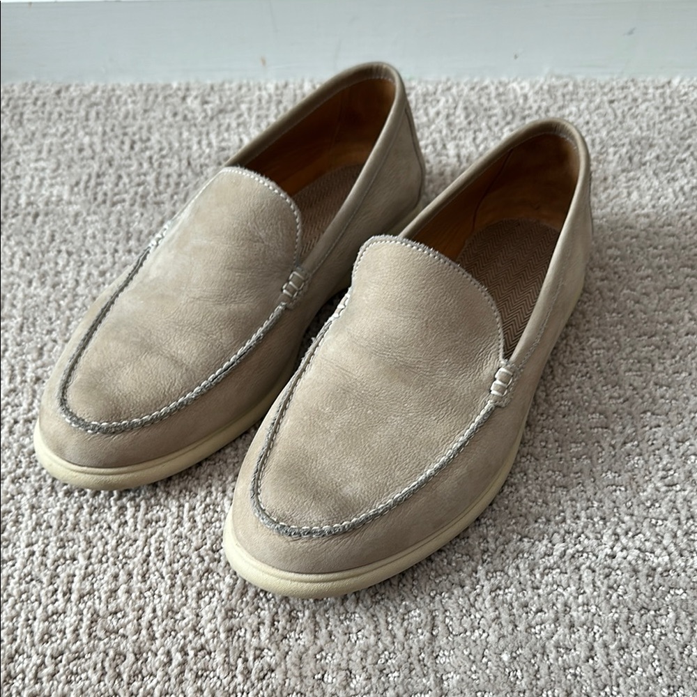 johnnie-O Taupe Suede Slip-On Loafers